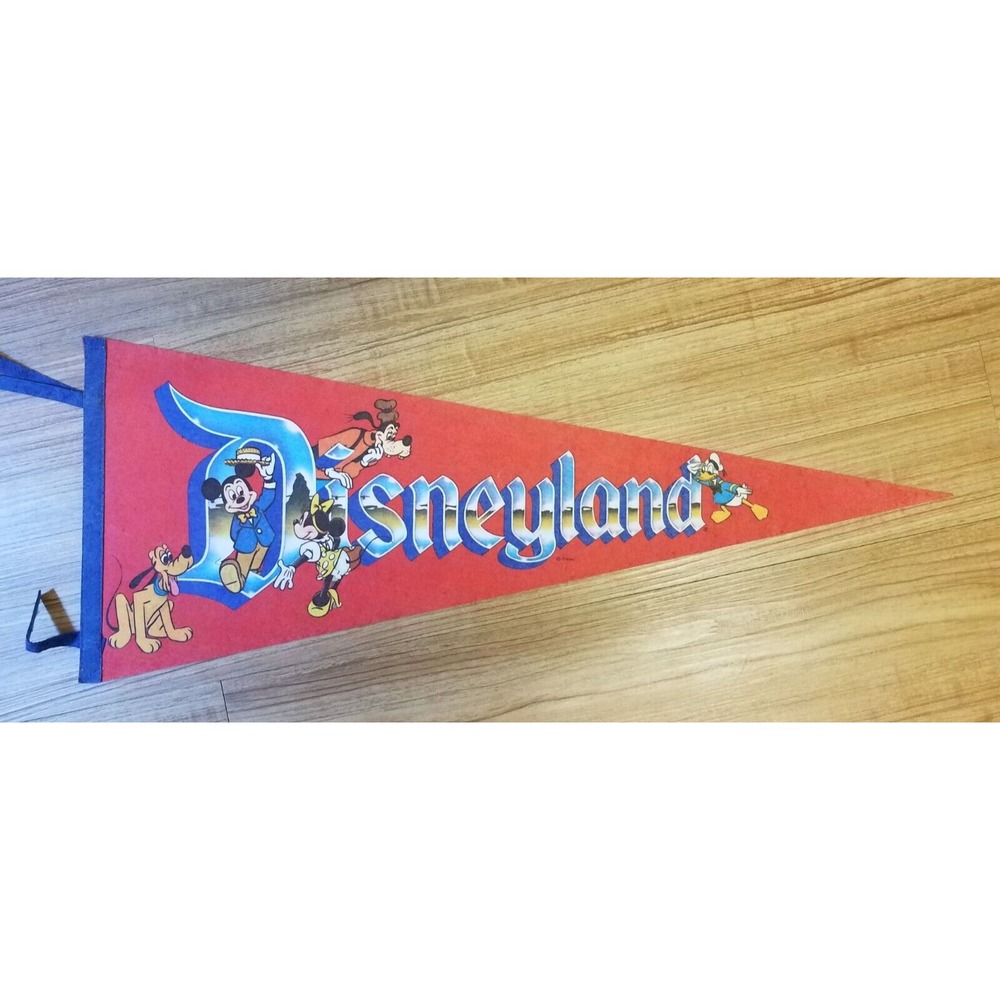 Disneyland California VINTAGE DISNEY'S Fabulous 5 Red 1970s Felt Pennant